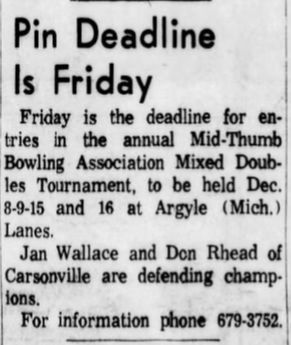 Argyle Lanes (Argyle Recreation) - Dec 1962 Article